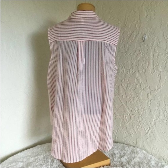 POPSUGAR Red White Striped Sleeveless Tie Front Button Down Top 1X NWT - Picture 15 of 15